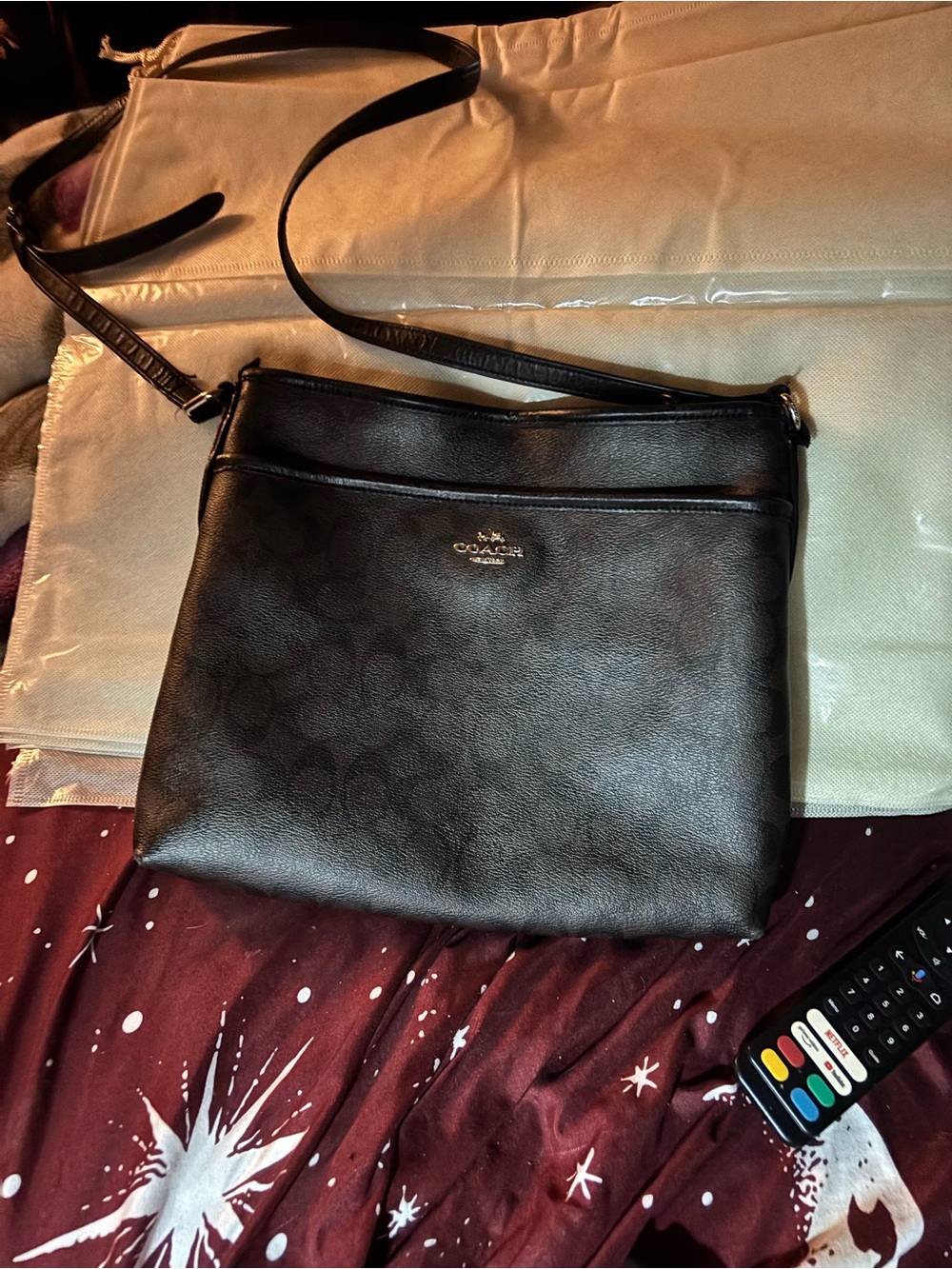 Coach Black Signature Crossbody Bag great cond
